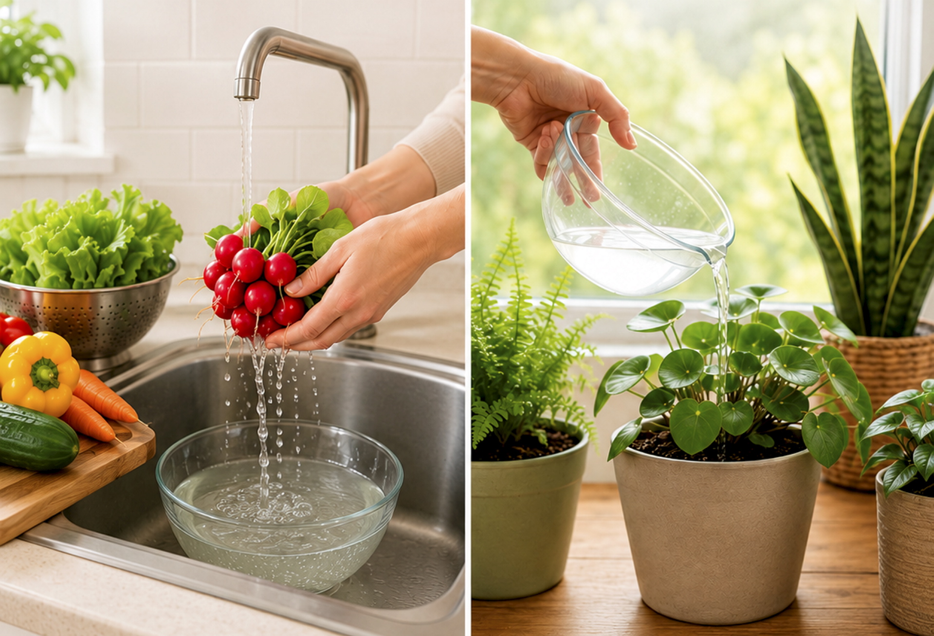Einfache Wasserspartipps können leicht umgesetzt werden. Wer zum Beispiel das Waschwasser von Obst und Gemüse auffängt, kann es später zur Bewässerung von Pflanzen nutzen.