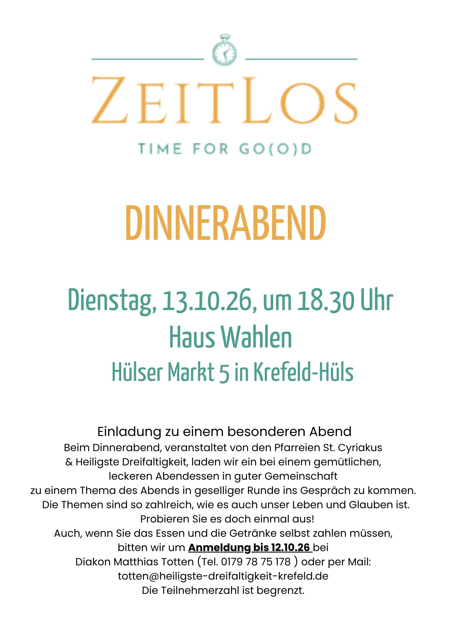 Dinnerabend 13.10.2026