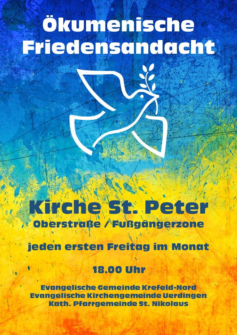 Ök Friedensandacht jeden 1. Freitag A4 (c) St. Nikolaus Krefeld