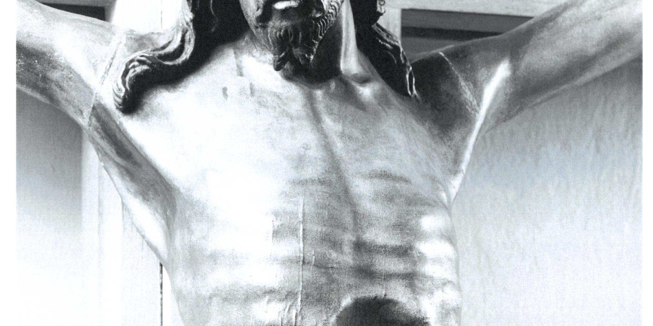 Jesus am Kreuz schwarz weiß